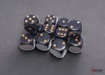 Chessex Opaque Black gold 16mm d6 Dice Block (12 dice) Cheap