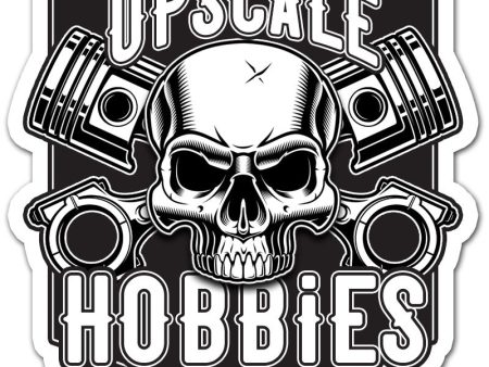 UpScale Hobbies Skull & Pistons Sticker (Large) For Sale