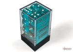 Chessex Translucent Teal white 16mm d6 Dice Block (12 dice) on Sale