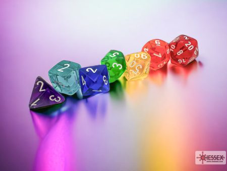 Chessex Prism Translucent GM & Beginner Player Polyhedral 7-Die Set Supply