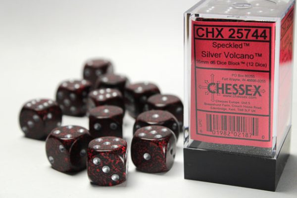 Chessex Speckled Silver Volcano 16mm d6 Dice Block (12 dice) For Cheap