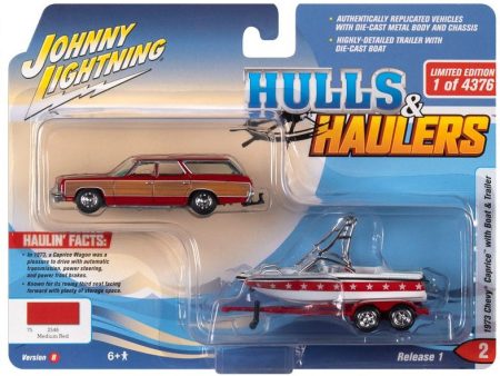 Johnny Lightning Hulls and Haulers 1973 Chevy Caprice with Boat and Trailer 2021 Release 1B - 1:64 Diecast Cheap