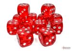 Chessex Translucent Red white 16mm d6 Dice Block (12 dice) Cheap