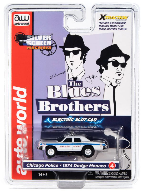 Auto World Xtraction R36 Blues Brothers - Chicago Police 1974 Dodge Monaco HO Scale Slot Car Discount