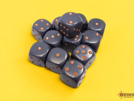 Chessex Opaque Dark Grey copper 16mm d6 Dice Block (12 dice) Online