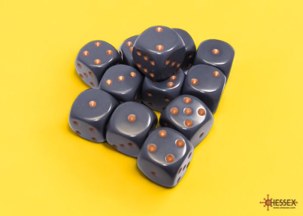 Chessex Opaque Dark Grey copper 16mm d6 Dice Block (12 dice) Online