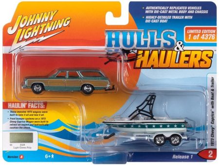 Johnny Lightning Hulls and Haulers 1973 Chevy Caprice with Boat and Trailer 2021 Release 1A - 1:64 Diecast For Cheap