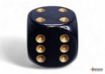 Chessex Opaque Black gold 16mm d6 Dice Block (12 dice) Cheap