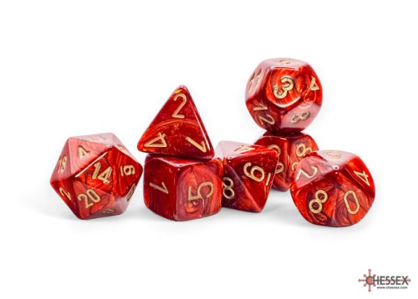 Chessex Scarab Mega-hedral Scarlet gold 7-Die Set For Cheap