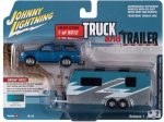 Johnny Lightning 2005 Cadillac Escalade Blue with Camper Trailer 2021 Release 1A - 1:64 Diecast Online Sale