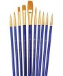 ROYAL & LANGNICKEL Assorted Acrylic Gold Taklon Brushes 10pc Value Pack Online Sale