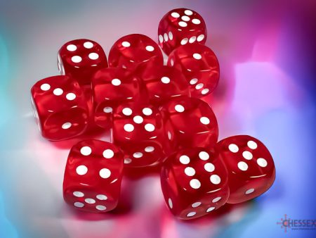 Chessex Translucent Red white 16mm d6 Dice Block (12 dice) Cheap