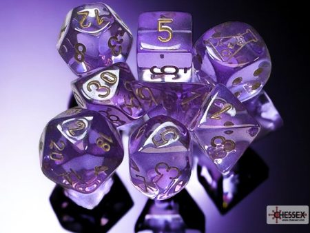 Chessex Translucent Lavender gold Polyhedral 7-Dice Set (with bonus die) on Sale