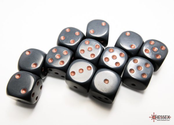 Chessex Opaque Dark Grey copper 16mm d6 Dice Block (12 dice) Online