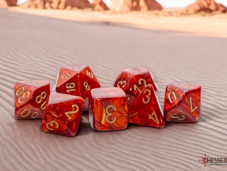 Chessex Scarab Mega-hedral Scarlet gold 7-Die Set For Cheap