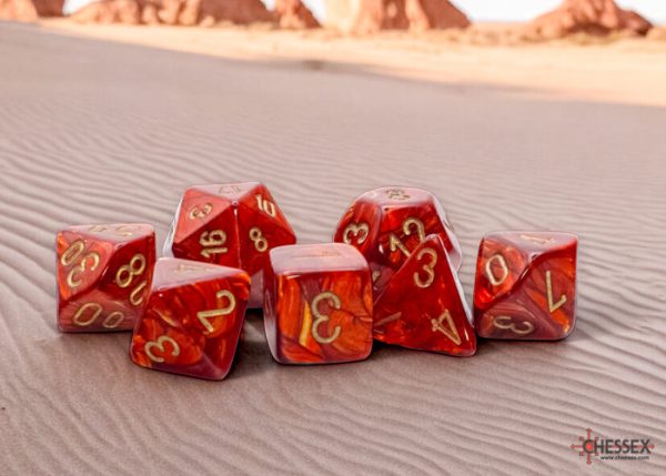 Chessex Scarab Mega-hedral Scarlet gold 7-Die Set For Cheap