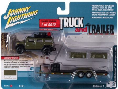 Johnny Lightning 2004 Hummer with Car Hauler Trailer 2021 Release 1A - 1:64 Diecast For Cheap