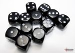 Chessex Opaque Black white 16mm d6 Dice Block (12 dice) For Sale