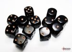 Chessex Opaque Black gold 16mm d6 Dice Block (12 dice) Cheap