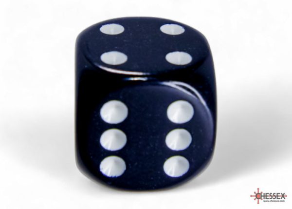 Chessex Opaque Black white 16mm d6 Dice Block (12 dice) For Sale