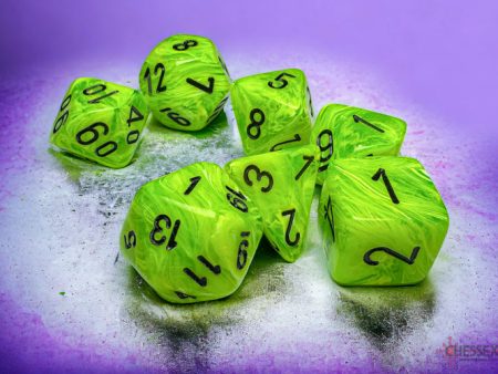 Chessex Vortex Mega-hedral Bright Green black 7-Die Set Online Sale